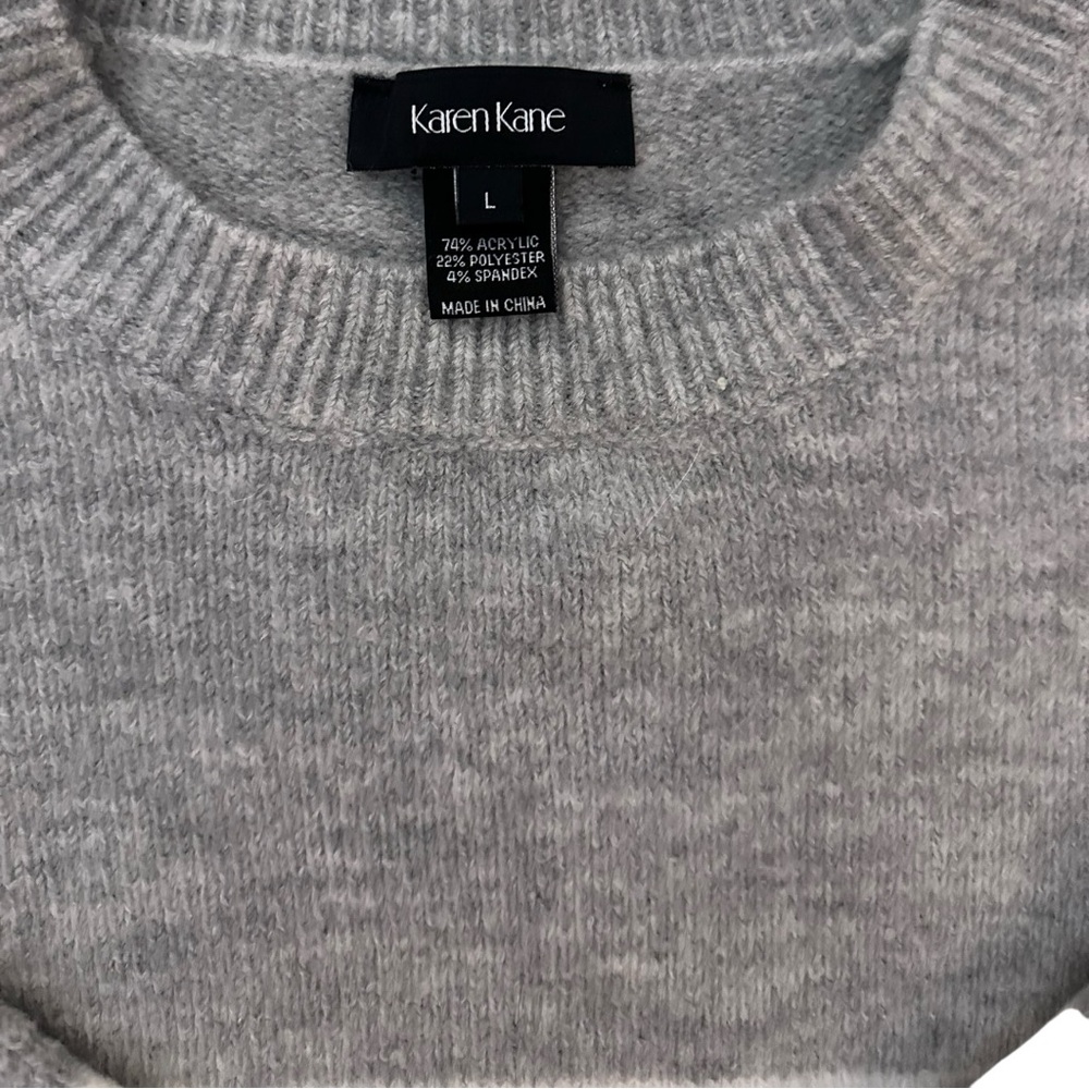 Karen Kane Gray and White Striped Crewneck Sweater - Picture 4 of 5